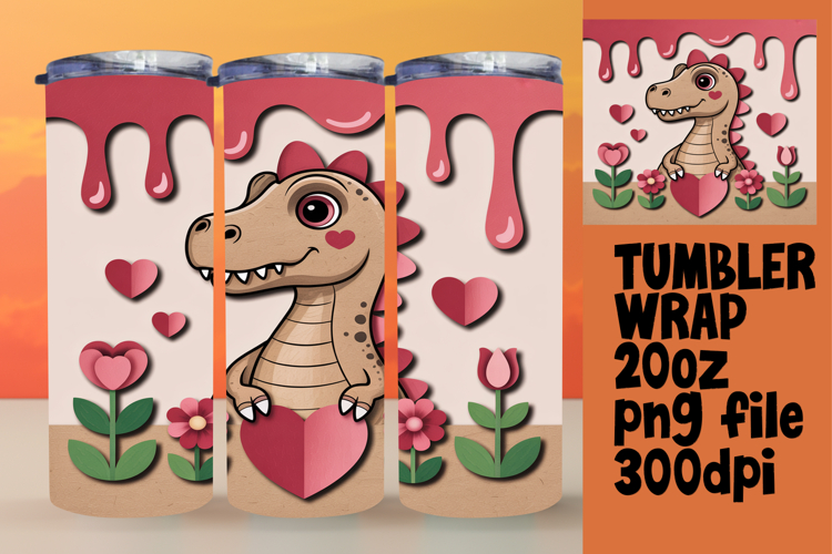 BOLD 20oz Sublimation Design , Cute Dino