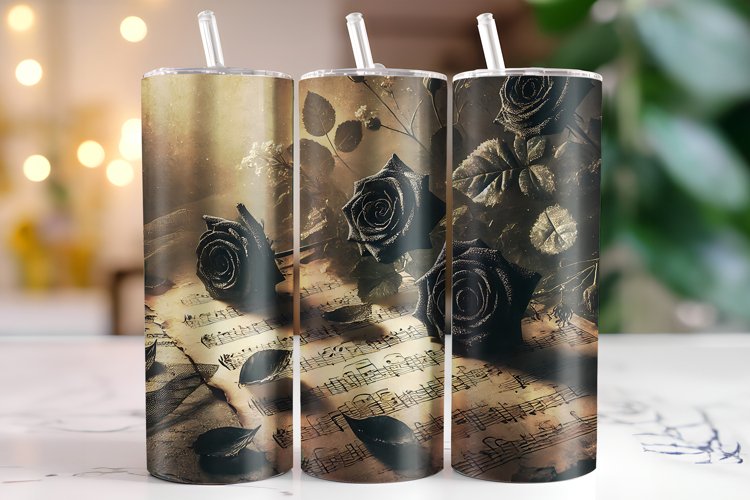 Black Rose Tumbler Wrap | Sublimation example image 1