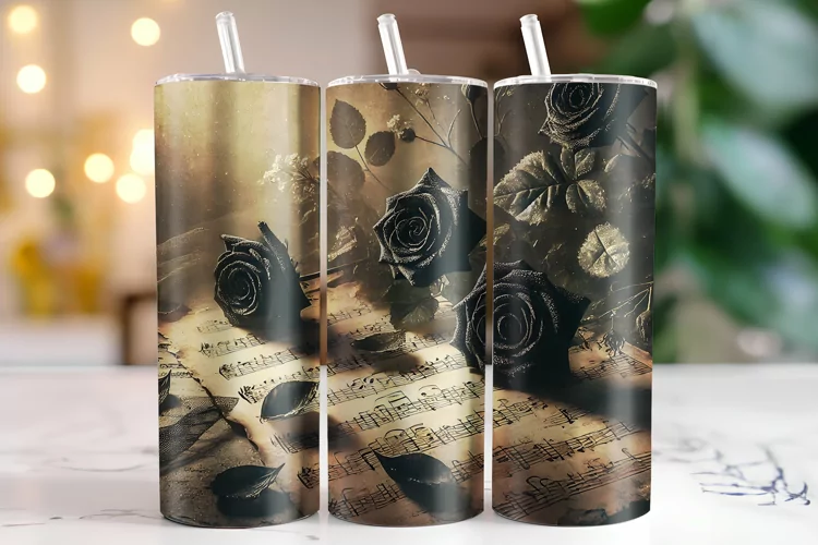 Black Rose Tumbler Wrap | Sublimation