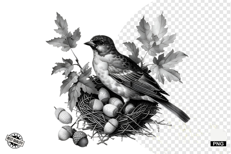 Black and White Halloween Autumn Clipart example image 1