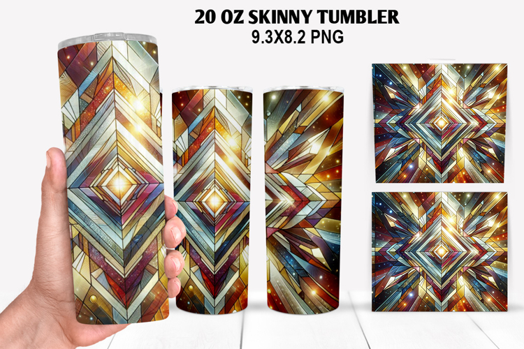 Skinny Tumbler 20oz Wrap Design, Stained Tumble PNG Design
