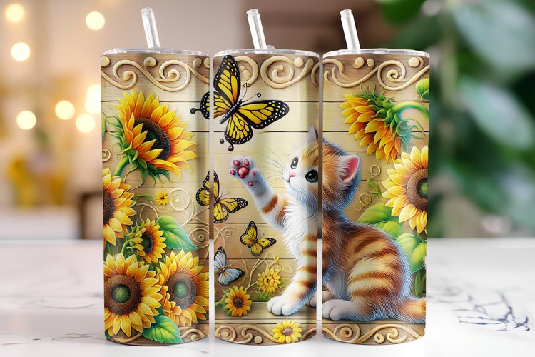 Cat Tumbler Wrap | Sublimation | Tumblers example image 1
