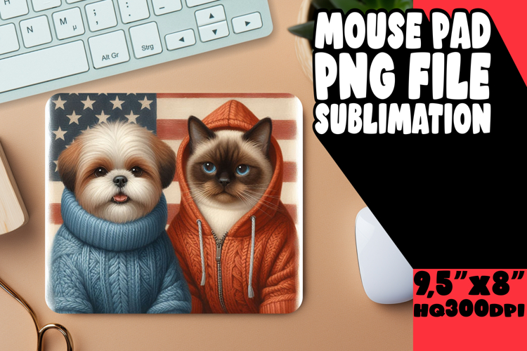 TIMELESS MOUSE PAD PNG STYLE, Dog and cat