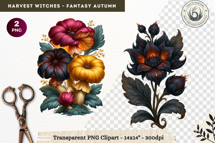 Harvest Witch Clipart Autumn Cottagecore Apothecary PNG RPG