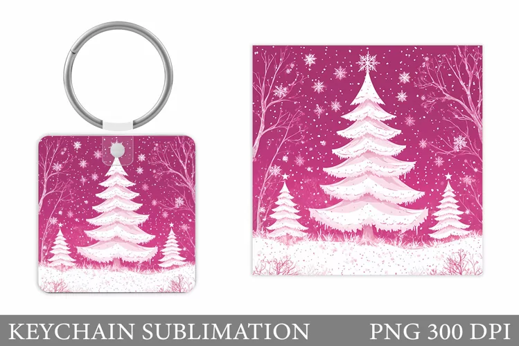 Christmas Tree Keychain. Christmas Keychain Sublimation