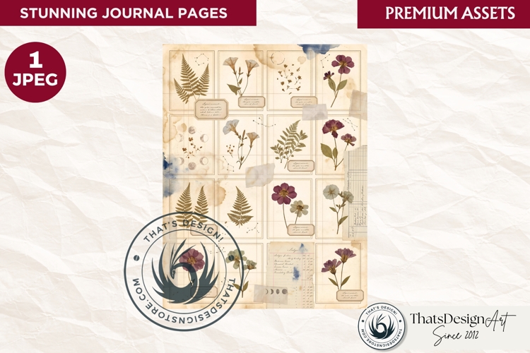 Botanical Herbarium Junk Journal digital paper textured