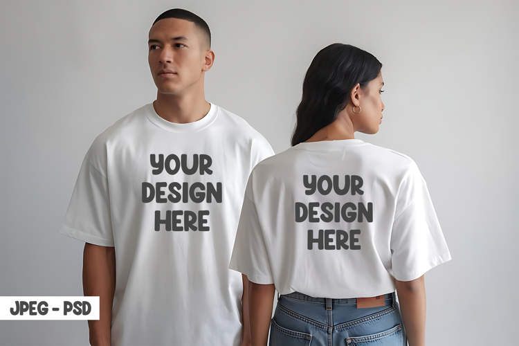 Basic Couple T-Shirt Mockup Studio Wall