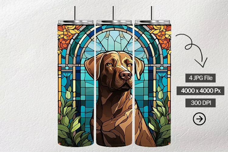 Dog Stained Glass Square Coaster - 04 Variations