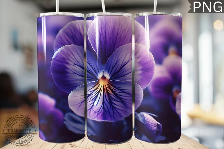 Pansy Flower Tumbler Wrap - Tumbler Design