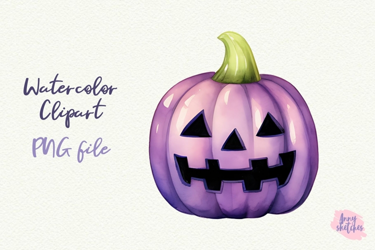 Purple Pumpkin & Jack-O-Lantern Halloween Clipart