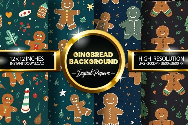 Gingbread Background Digital Papers - 04 Variations