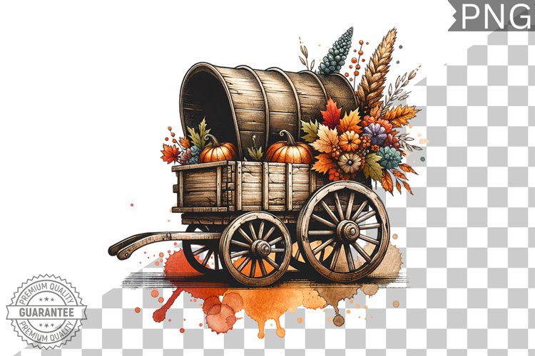 Fall Wagon Garden Sublimation - Fall Clipart PNG Design