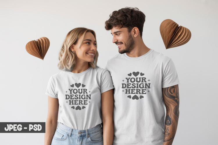 Valentine Couple T Shirt PSD JPEG Mockup