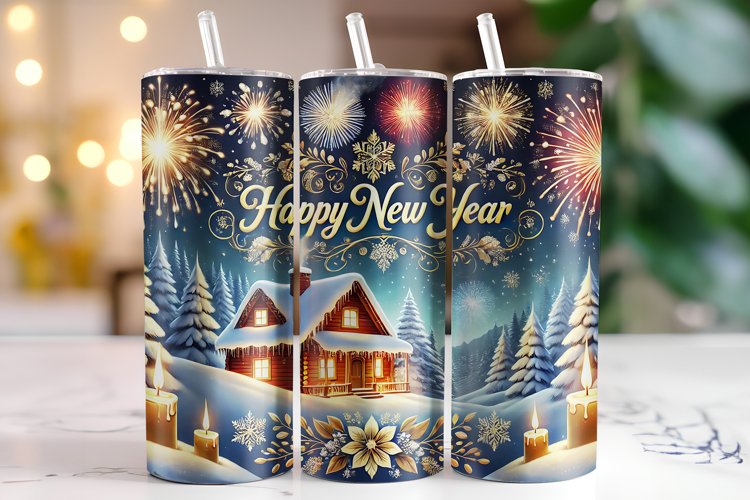 Christmas Happy New Year 2025 Tumbler Wrap | Sublimation example image 1