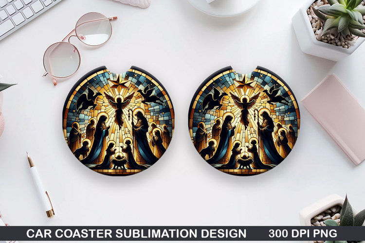 Christmas Car Coaster Sublimation| Christmas Coaster PNG