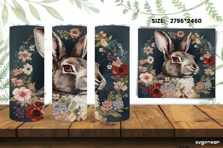 Embroidery Hare Tumbler Wrap | Skinny 20 oz | Sublimation