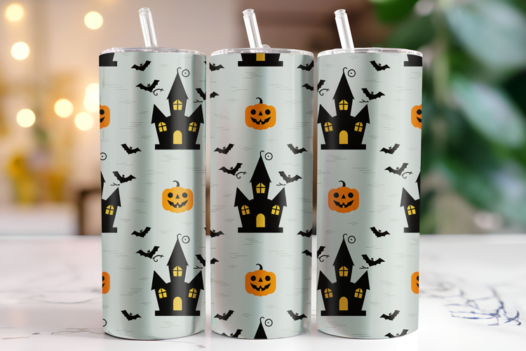 Halloween Haunted House Tumbler Wrap | Sublimation | Tumbler