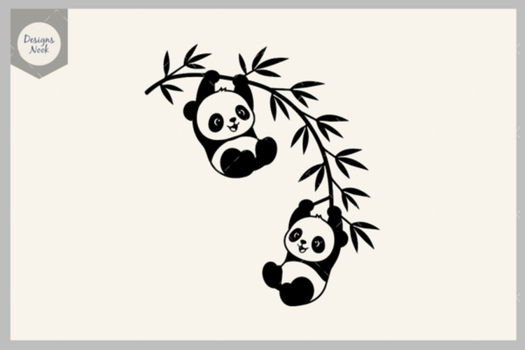 Hanging Baby Panda SVG, Cute Panda SVG, Bamboo Panda SVG