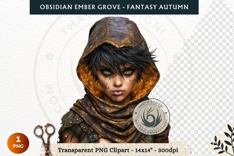 Dark Autumn Fantasy Clipart PNG for RPG Obsidian Ember Grove