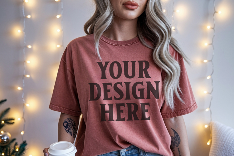 Christmas Comfort Colors 1717 Brick TShirt Mockup, CC 1717