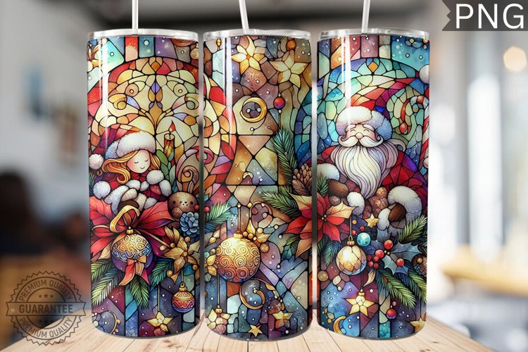 Watercolor Christmas Tumbler Wrap - High Quality 300 Dpi