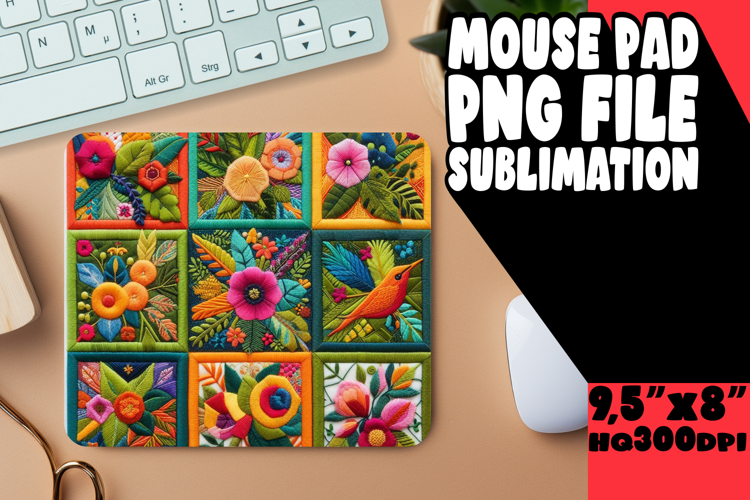 Joyful Mouse Mat Design Sublimation, Patchwork