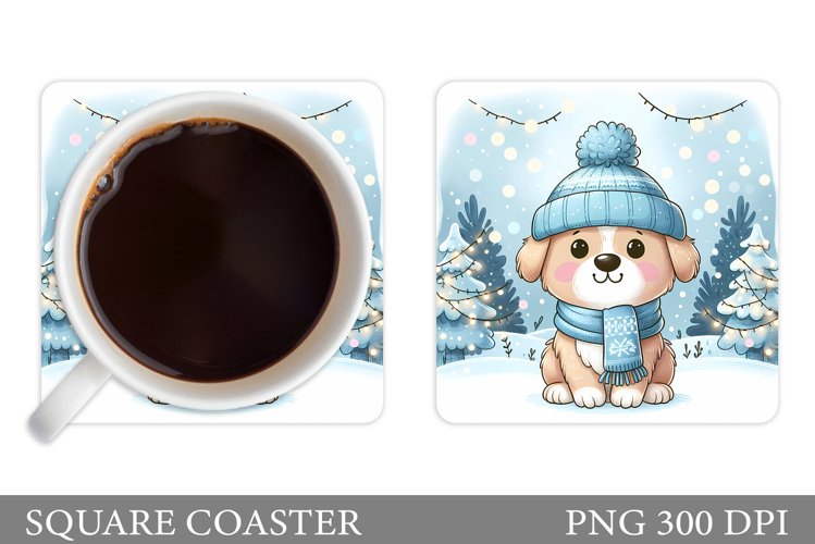 Christmas Dog Coaster. Christmas Coaster Sublimation