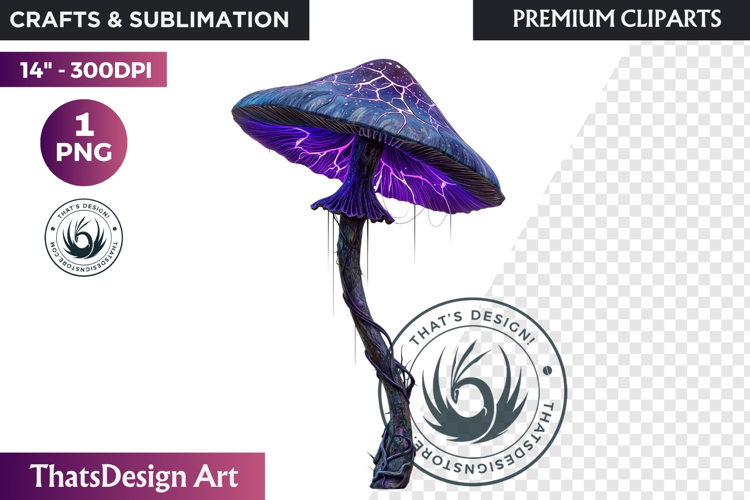 Glowing Fantasy Mushrooms PNG, Magic Mushroom Clipart