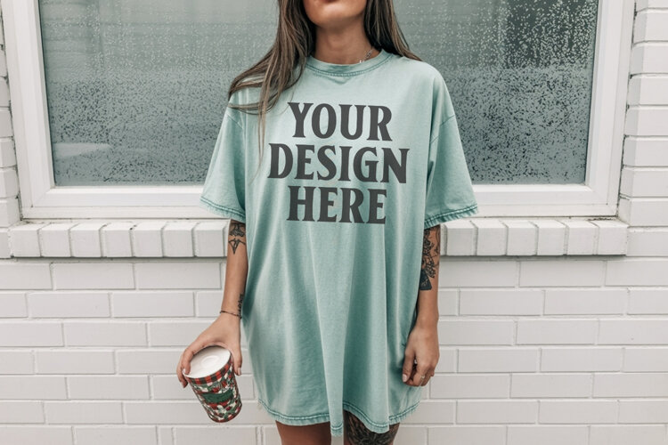 Chalky Mint Christmas Comfort Colors 1717 TShirt Mockup,cc17 example image 1