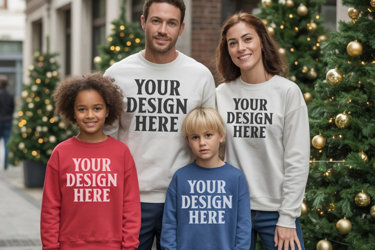 Christmas Family Matching T-Shirt Mockups | Holiday Group