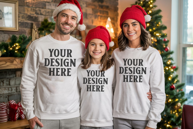 Christmas Family Matching T-Shirt Mockups | Holiday Group
