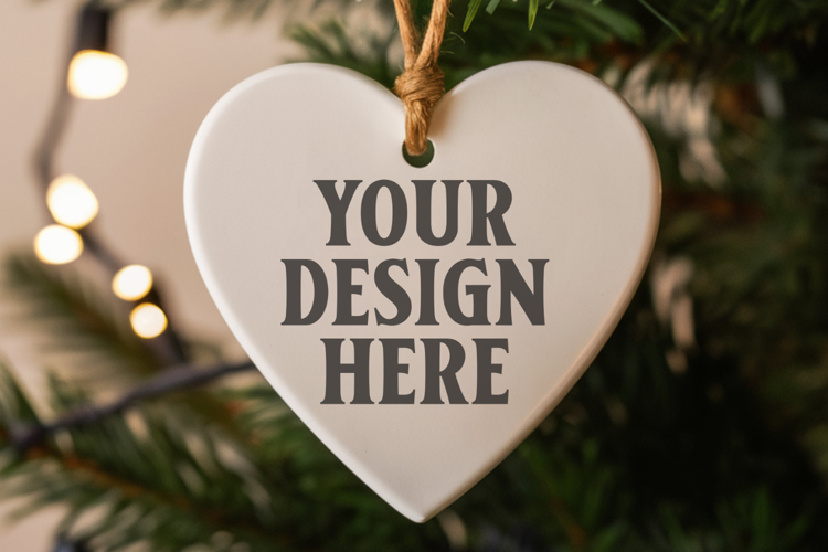 Holiday Love Heart Ornament Mockups | Romantic Christmas Tre