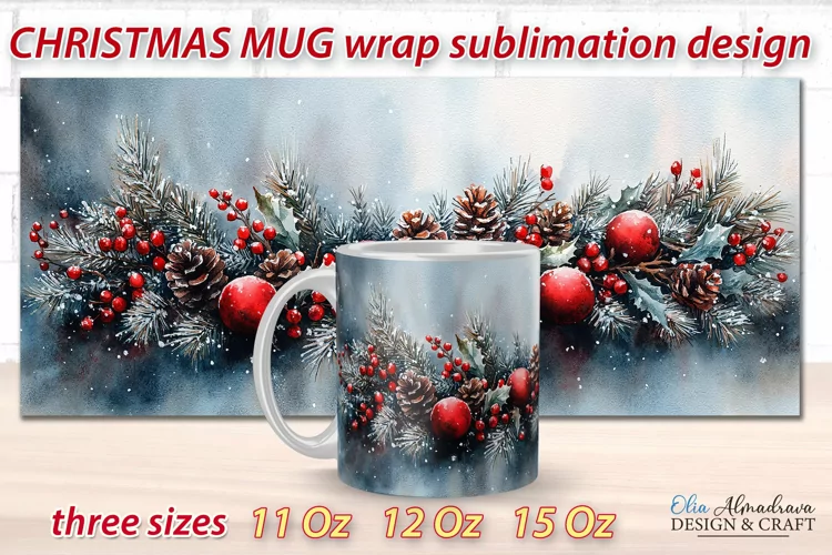 Christmas Mug Wrap design| Mug Sublimation Cricut Templates