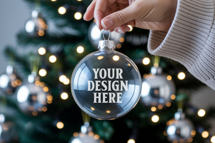Acrylic Christmas Ornament Mockups | Clear Holiday Ornament