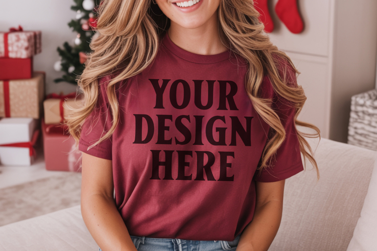 Christmas Comfort Colors 1717 Cumin T-Shirt Mockup Real