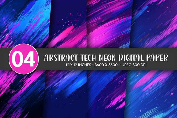 Abstract Tech Neon Digital Paper