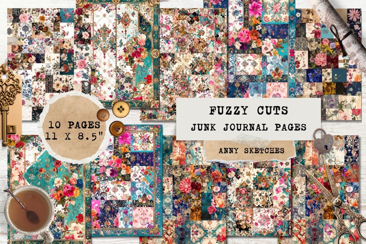 Fuzzy Cuts Collage Junk Journal Pages Printable Bundle
