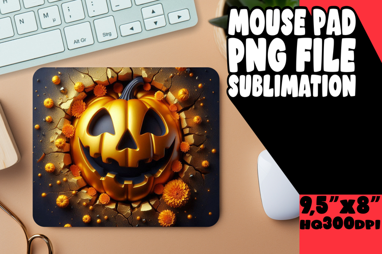 Radiant Mouse Mat PNG Style, 3D Pumpkin