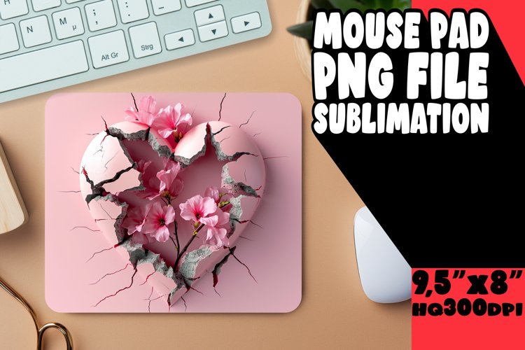 Radiant Bloom 3D Heart Mousepad example image 1