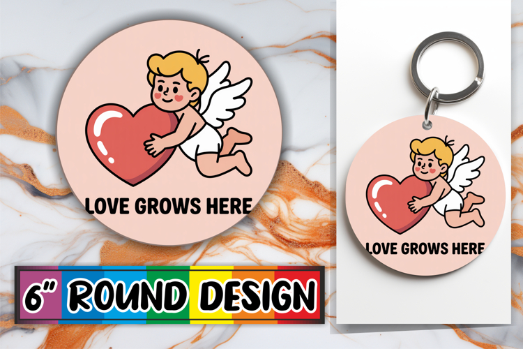 Sweet Circle Car Coaster PNG, Cupid