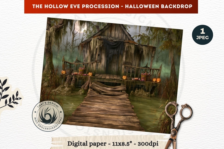 Gothic Halloween background - Hollow Eve Procession Backdrop