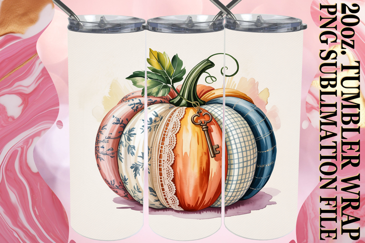 GIFT OF JOYFULNESS 20oz TUMBLER WRAP, Pumpkin Watercolor