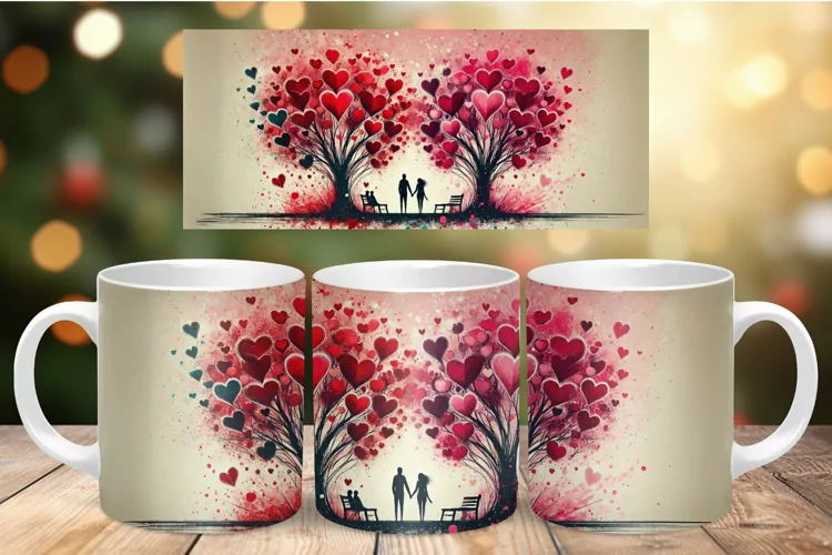 Valentine Mug Wrap Sublimation - couple love tree