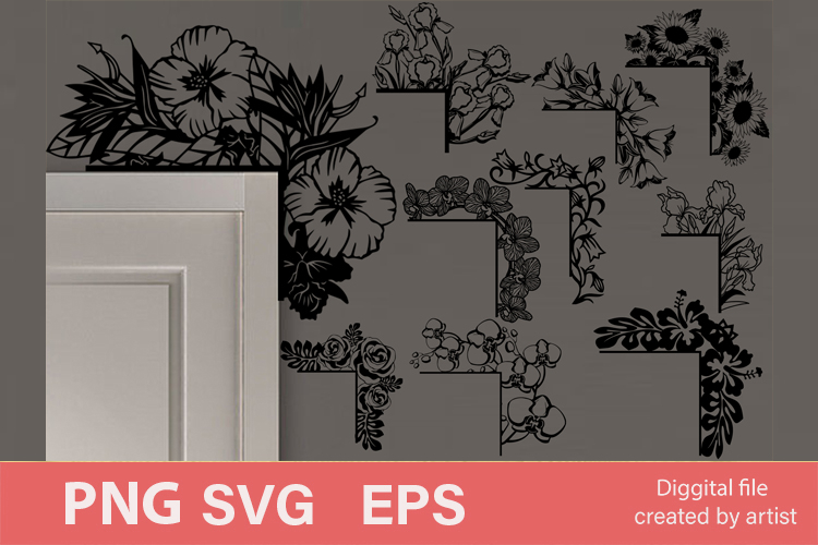 SVG flower corners, SVG door corners, SVG flowers, bundle