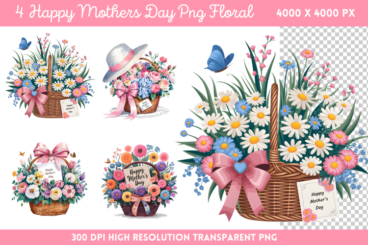 Happy Mothers Day Floral PNG