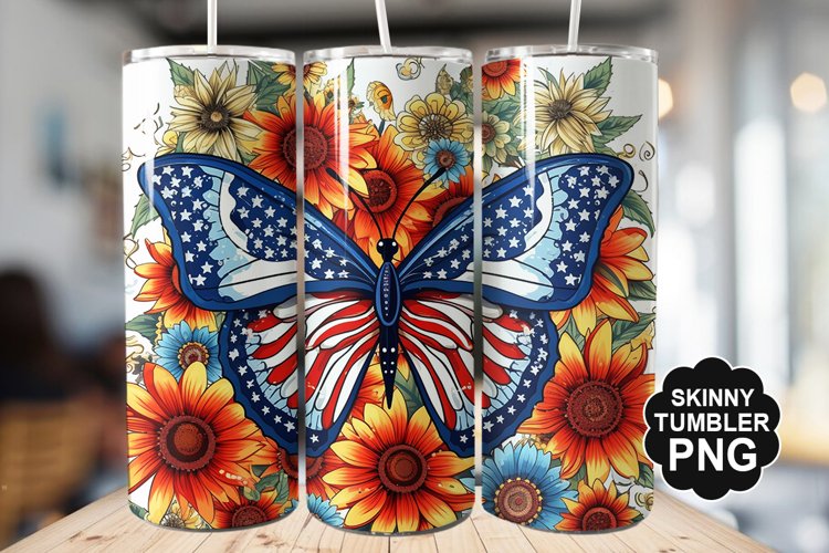 Butterfly and Sunflower Tumbler Wrap for Sublimation