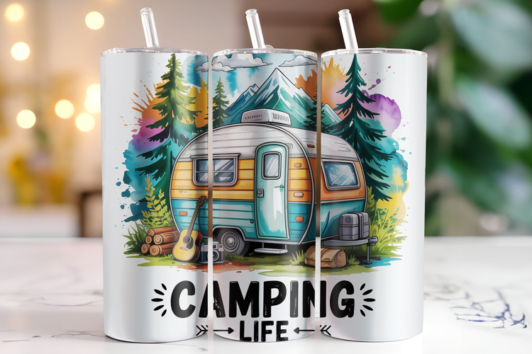 Camping Life Tumbler Wrap | Sublimation | Tumblers