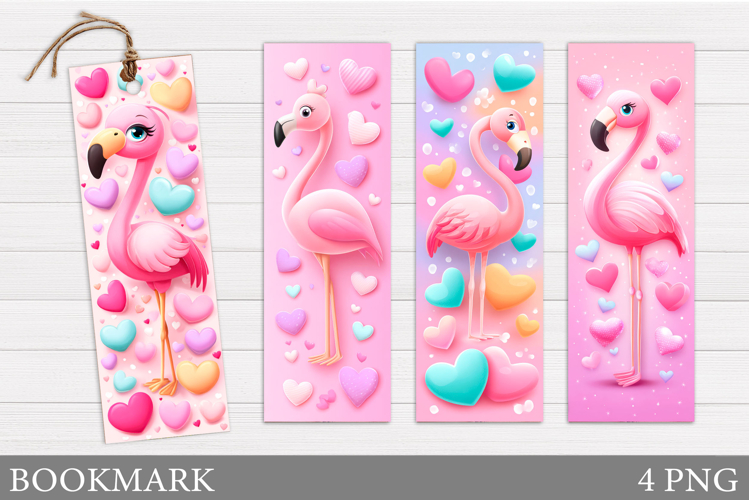 Valentines Flamingo Bookmark. Valentines Bookmark Printable