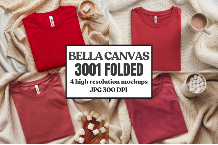 Christmas Bella Canvas 3001 Folded Tshirt Mockup