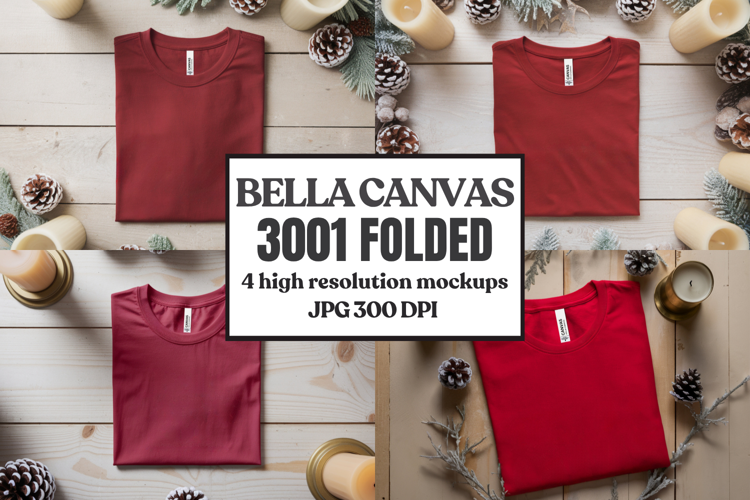 Christmas Bella Canvas 3001 Folded Tshirt Mockup